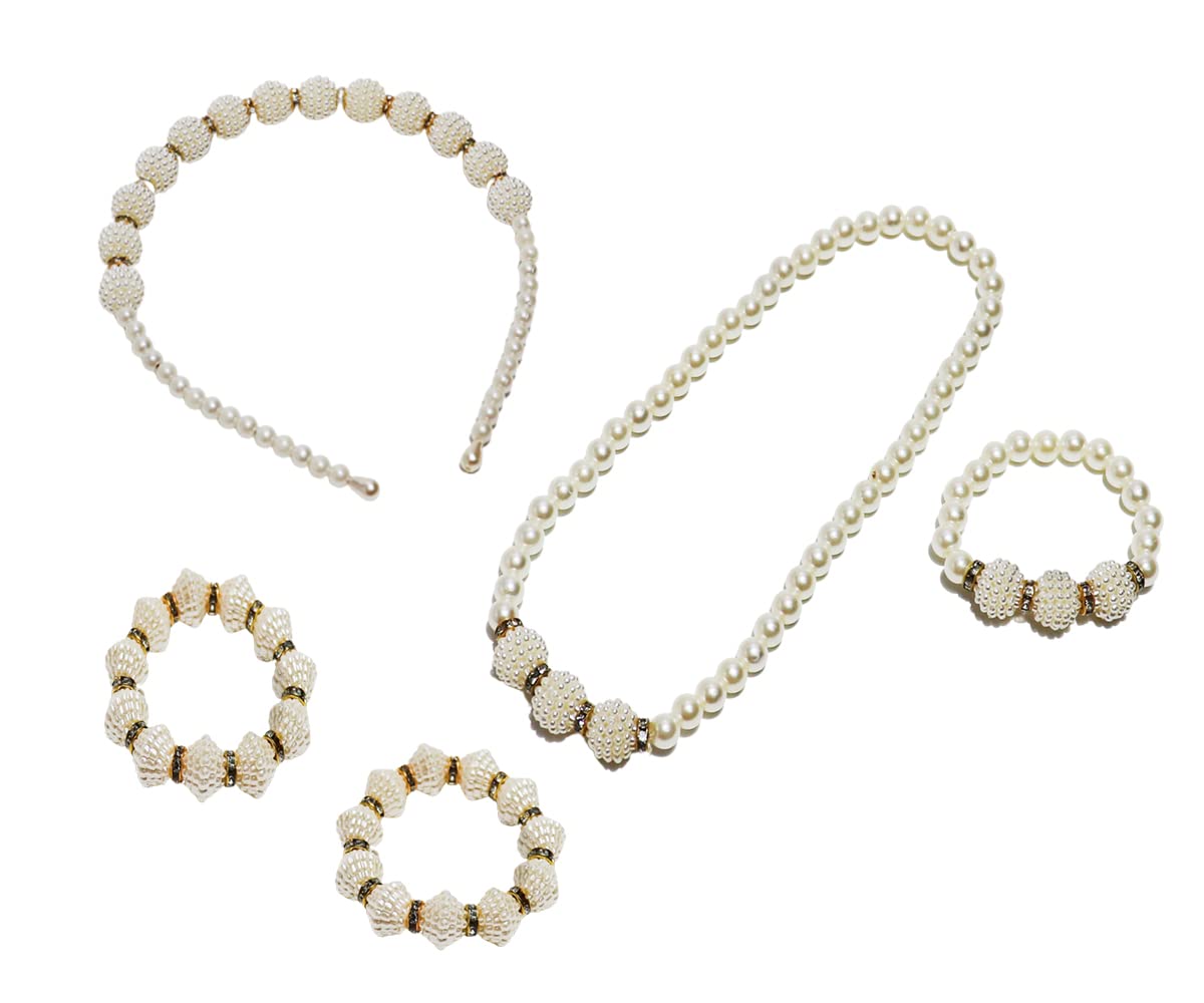 Barakath White Pearl with Bracelet Pearl Shell Necklace And Hair Band Set for Baby Girls (B09VCGZZKP) Amazon Price History, Amazon Price Tracker