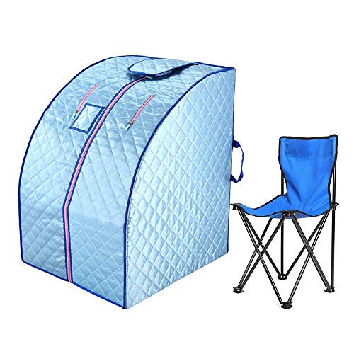 ZFF Portable Infrared Sauna Steam Tourmaline, With Chair And Remote Control Home Spa Sauna Tent For Reduce Stress And Fatigue (Color : Blue)