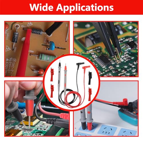 Image of Multimeter Leads CAT III 1000V 20A, Soft Silicone Digital Multimeter Probes Electrical Test Probe, Multimeter Test Leads with 4PCS 1000V 10A Crocodile Clips