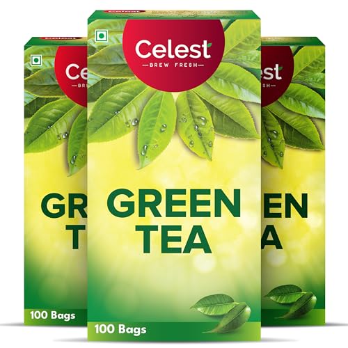 Image of Celest Green Tea Bags 100 Tea Bags | Green Tea 100 Bags | Pack of 3 | Total 300 Tea Bags
