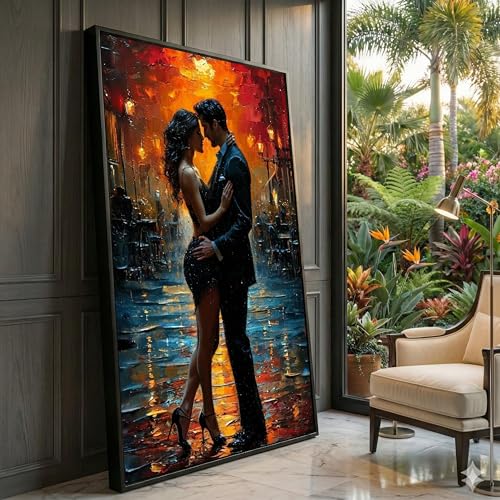 Scène d'amour moderne en peinture sur toile pour célébrer la romance