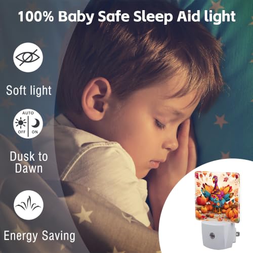 Image of Night Light, Dusk to Dawn Night Light Plug in, Fall Thanksgiving Turkey