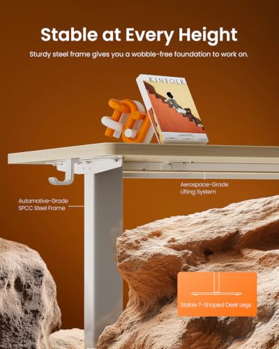 Image of ErGear Height Adjustable Electric Standing Desk, 55 x 28 Inches Sit Stand up Desk, Memory Computer Home Office Desk, Natural