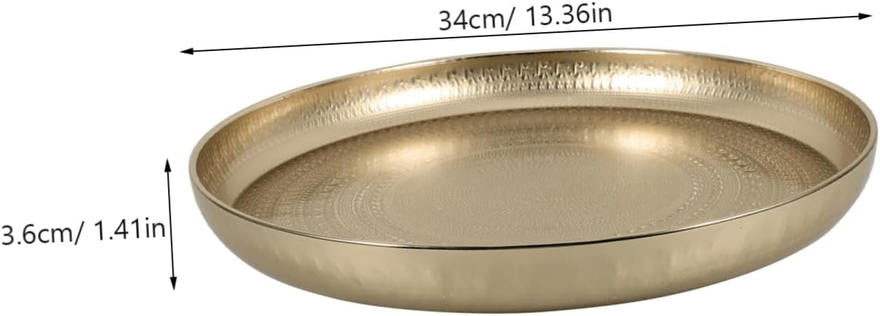 IMIKEYA Metal Round Serving Tray Gold Fruit Platter Delicate Food Display Board for Kitchen Table Versatile Dessert Snack Storage and Decorative Use