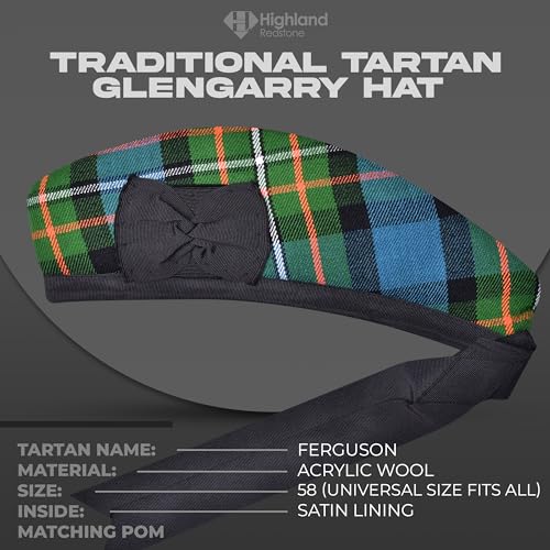 Image of Glengarry Cap-Traditional Scottish Hat, Acrylic Wool Tartan Glengarry hat, Kilts /Bagpipes Accessories