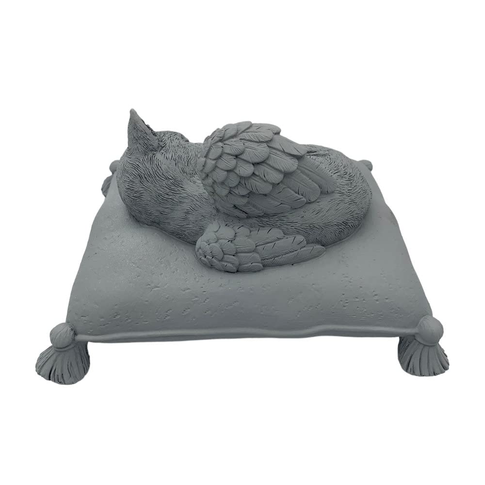 Monello Katzenurne Katze auf Kissen bis ca. 15 kg Tiergewicht individuelle Gravur auf Wunsch Katzenurne für Zuhause (Hellgrau)