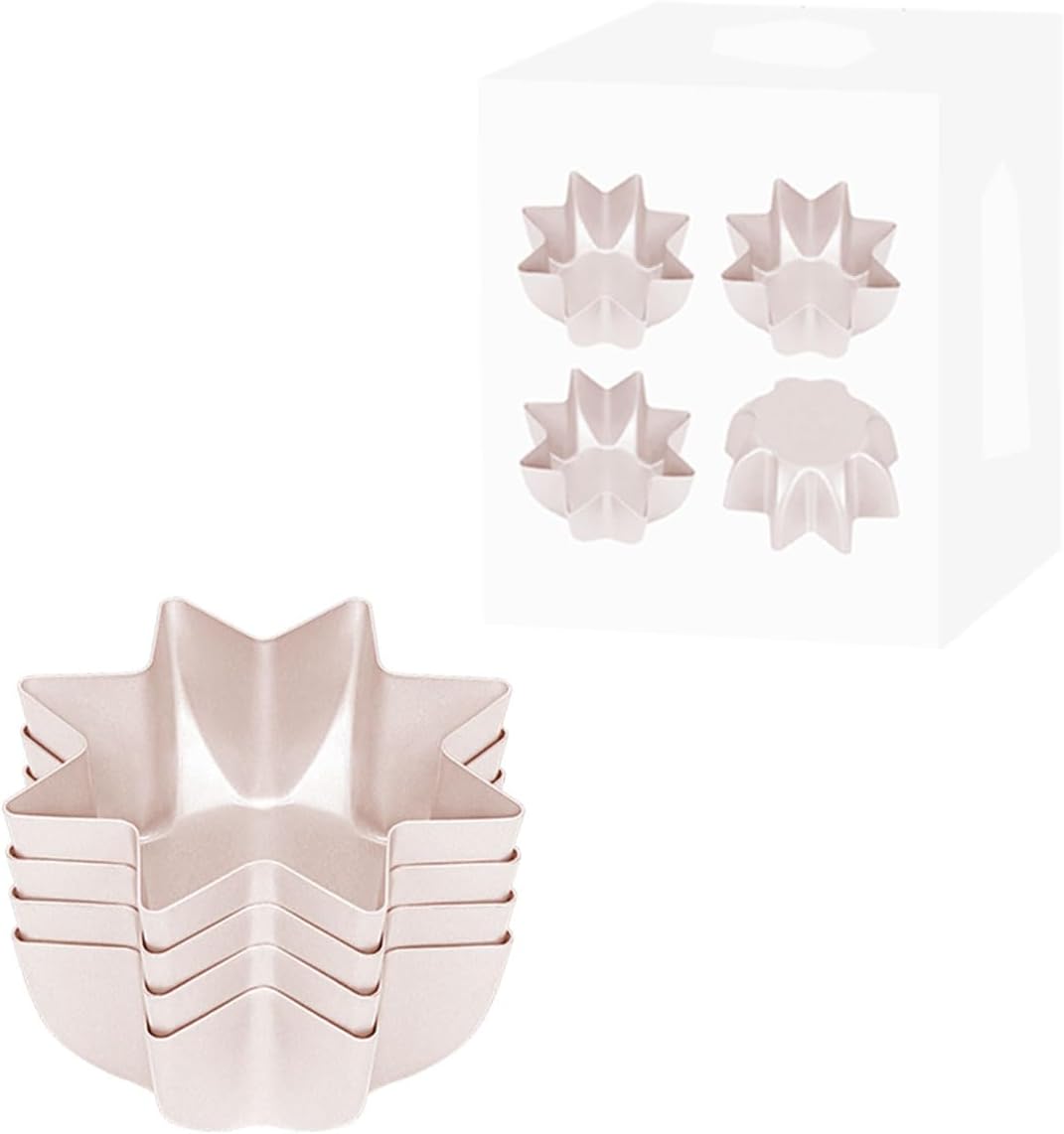 CHEFMADE 4Pack Octagon Star Pandoro Shape Cake Pan, 5-Inch Cake Pans for Baking, Non-Stick Cake Bread and Meat Bakeware for Oven and Instant Pot Baking