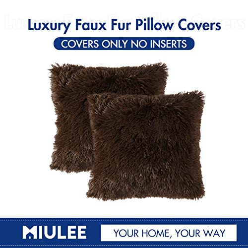 Miulee Pack Of 2 Luxury Faux Fur Throw Pillow Cover Deluxe Decorative Plush Pillow Case Cushion Cover Shell For Sofa Bedroom Car 18 X 18 Inch Chocolate #TOP5