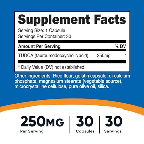 Nutricost Tudca 250Mg, 30 Capsules (Tauroursodeoxycholic Acid) - Gluten Free, Non-Gmo #TOP1
