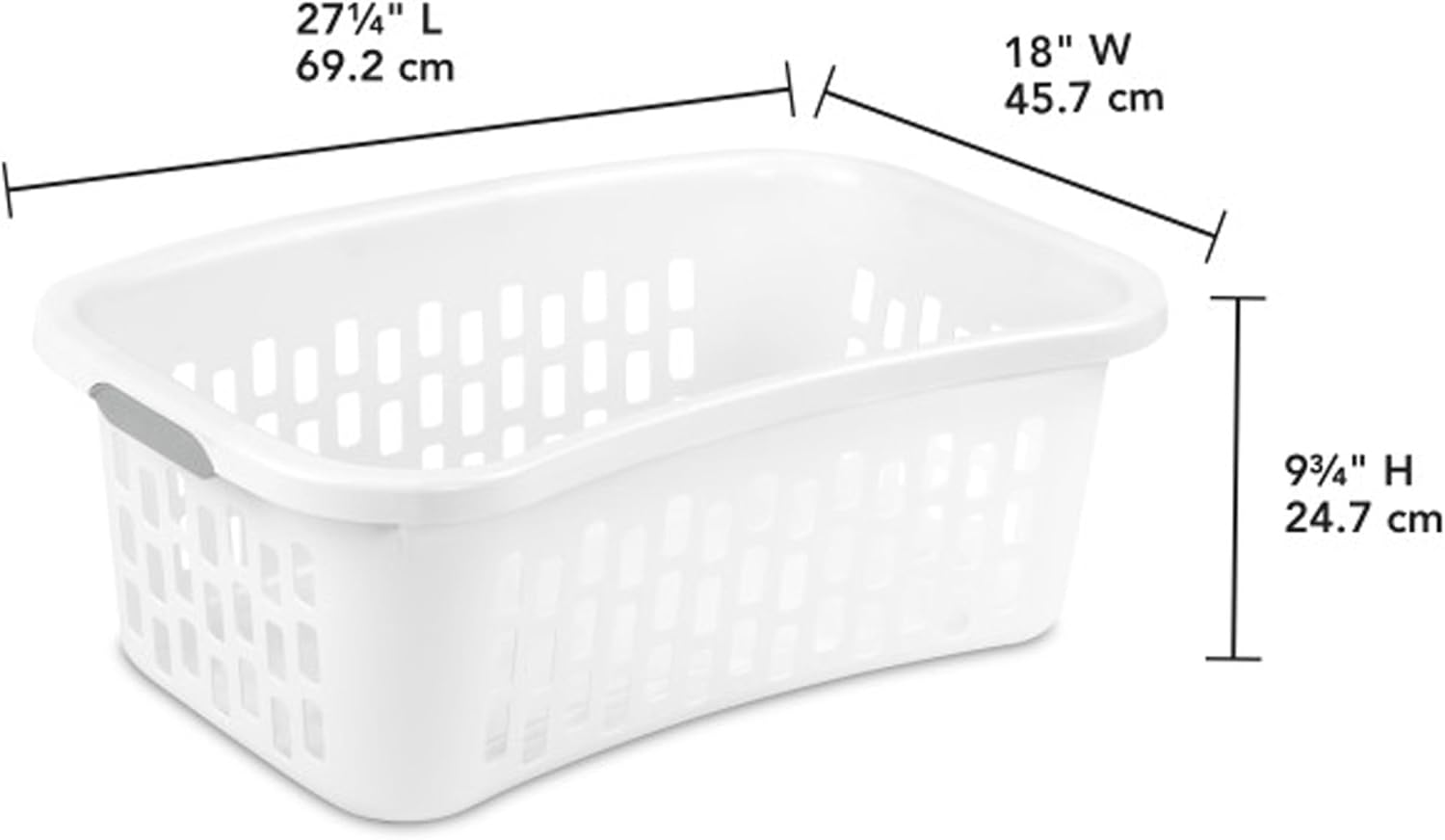 Sterilite 6 Pack HipHold Laundry Basket, Plastic Rectangle Clothes Hamper with Comfort Grip Handles & Reinforced Rim, 1.5 Bushel Capacity, White