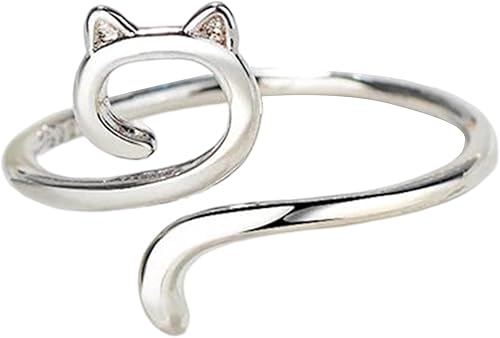 Anillo de hilo de orejas de gato y gatito, tamaño ajustable, anillo de ganchillo para principiantes, tejer, regalo de ganchillo, herramienta