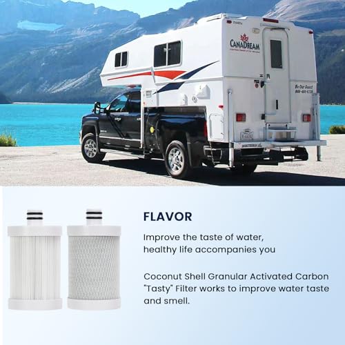 Image of GLACIER FRESH RV Water Filter 2 Pack, 0.2 Micron High Flow Filter, and Granular Activated Carbon inchTasty inch for RV Water Filter System, Reduces Sediment, Chlorine, Bad Taste and Odors