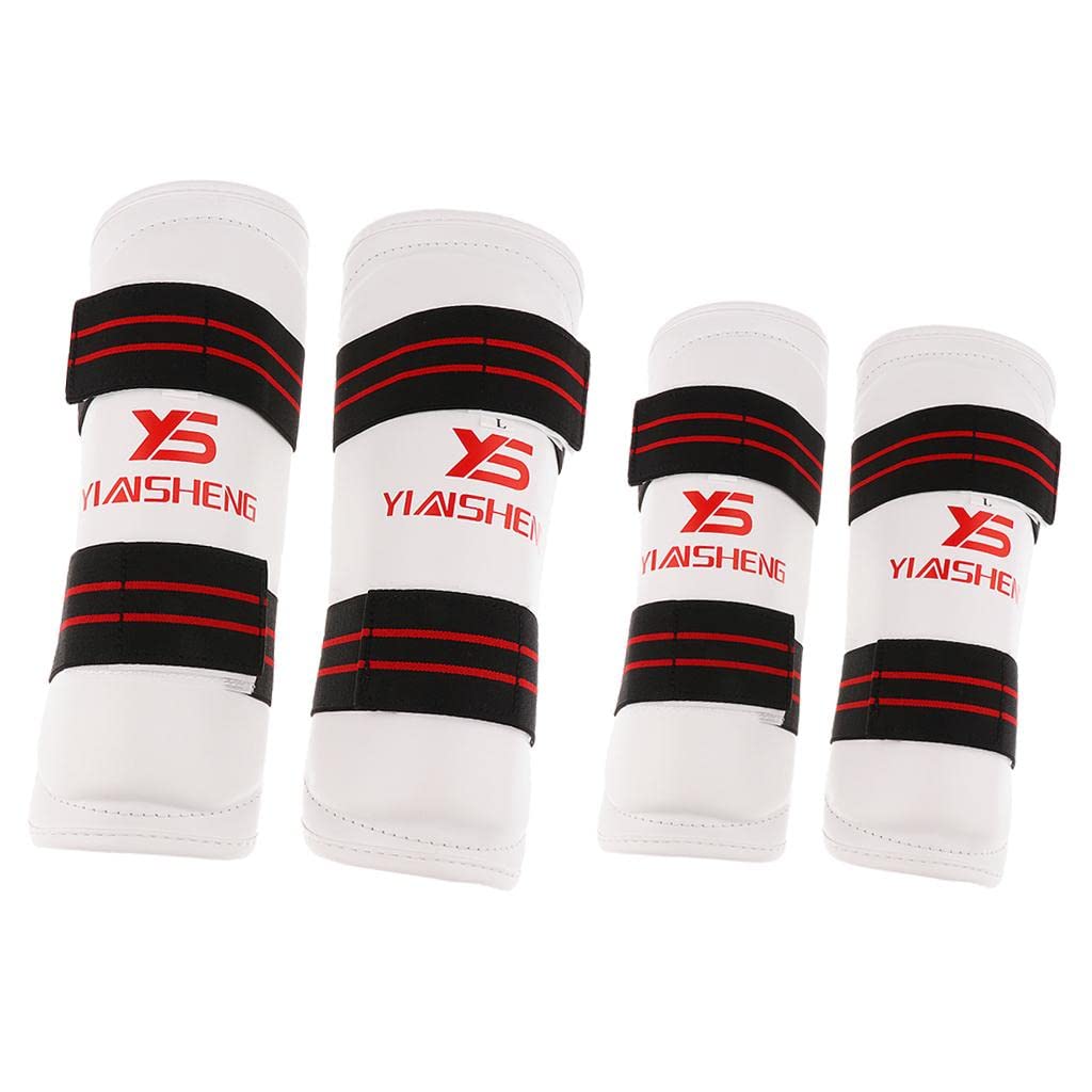 Leeadwaey Taekwondo - Parastinchio/protezione per gambe + protezione braccio/gomito, set S bianco