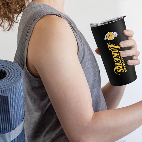 Image of Rico Industries NBA Basketball Los Angeles Lakers Black 18oz Soft Touch, Easy Grip Tumbler