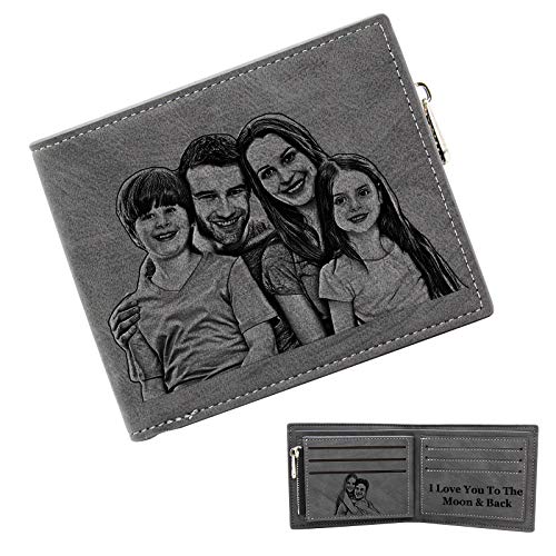 ABIsedrin Personalized Wallets for Men, Custom Photo Engraved Wallet, Slim Bifold Wallets