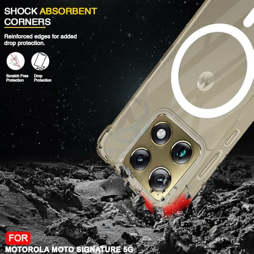 Image of AESTMO Clear Back Cover for Motorola Moto Signature 5G | 360 Protection | Transparent Back Cover for Motorola Moto Signature 5G (PC + TPU, Compatible with MagSafe Accessories, Transparent Bumper)