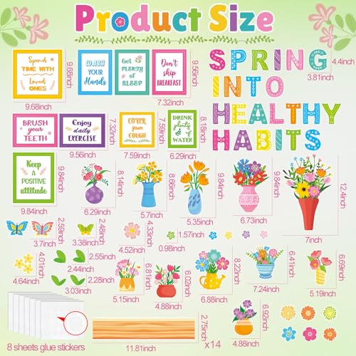 Qilery Spring Healthy Habits Bulletin Board Set Classroom Decorations - Motivational Nutrition Paper Cutouts for Elementary School Nurse Office - Educational Positive Wall Decor for Teachers & Library - Image 2