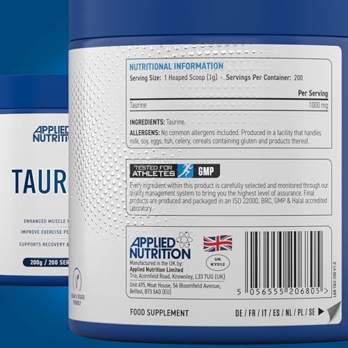 Taurine en Poudre, Taurine 1000 mg, Taurine Pure, Complément Naturel pour Hydratation, Endurance Musculaires, Idéal pour Entraînement, Soutient les Fonctions Cardiaques (200 g – 200 Portions) – Image 6