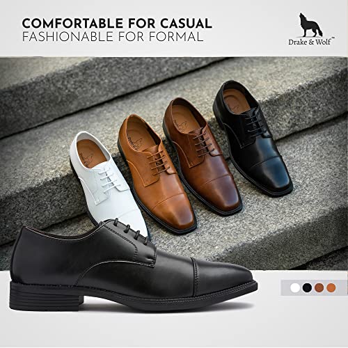 Drake & Wolf Handmade Mens Oxford Shoes - Mens Dress Shoes - Classic Manmade Microfiber Leather Oxfords For Men Casual Dress Shoes - Comfortable Lace-Up Dress Shoes For Men - Formal Shoes Black #TOP3