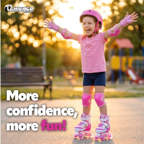 Image of Chicago Skates Glitzy Kids Roller Skates Unicorn - Adjustable Roller Skates Girls Boys, Light-Up Wheels, Durable Beginner Quad Skates, Front Stopper, Comfortable, Smooth Rolling, Indoor Outdoor,Age 3+