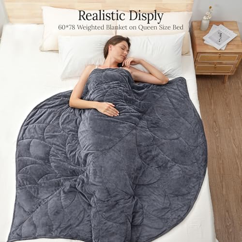 Image of Kaisa Weighted Blanket for Adults (10 lbs, 60 inch x 78 inch), Soft Heavy Blanket Machine Washable, Queen Size Weighted Blankets with Glass Beads for Stress Relief and Sleep Promotion,Grey