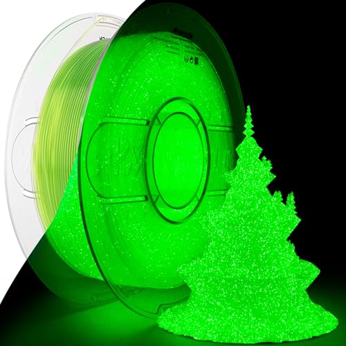 Image of AMOLEN 3D PLA Printer Filament, 1.75mm Glow in The Dark Shiny Firefly Green PLA Filament for 3D Printing, Best with UV lamps, 1kg Spool (2.2lbs), Dimensional Accuracy + /- 0.02 mm, Fit Most 3D Printers