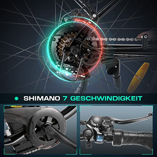 VIVI E-Bike Elektrofahrrad Damen, 26 Zoll Pedelec Citybike Elektrisches Fahrrad Elektrofahrräder mit Abnehmbarer 288Wh/360Wh Lithium-Batterie, Shimano 7-Gang E Bike Damen Herren – Bild 7