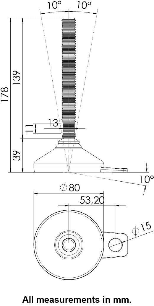 Pie de nivelación inoxidable 16x150x80mm base y almohadilla antivibración 2200kg-Set de 4