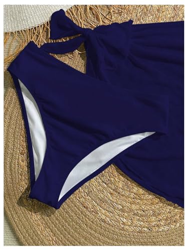 Image of SOLY HUX Girl's Summer Swimsuit Set Floral Halter Triangle Bikini Set with Wrap Skirts Beachwear