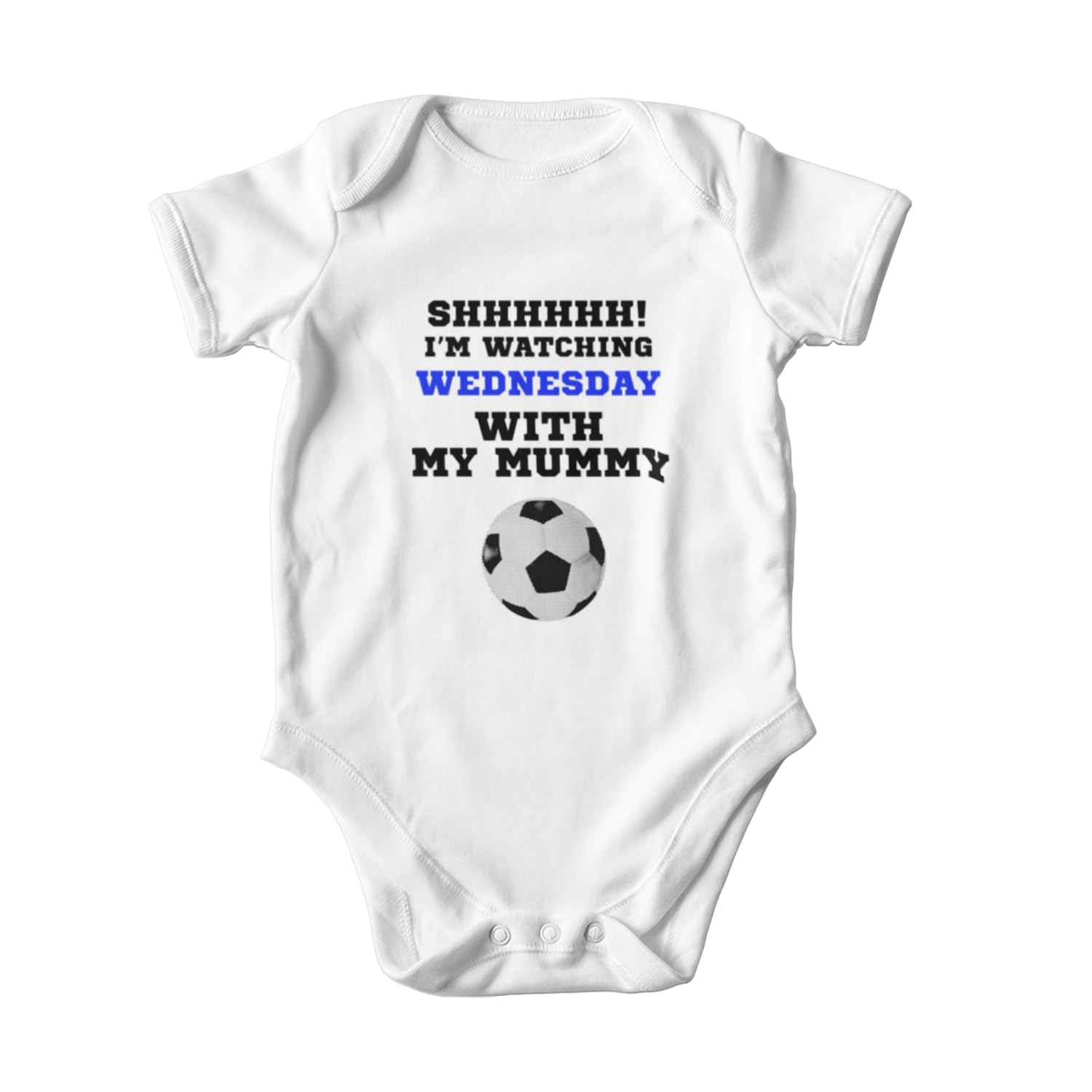 Smartypants White Watching Wednesday With My Mummy Babygrow - Sheffield Football Championship New Parents Baby Grow Romper Bodysuit Infant Vest (, 3-6 Months)