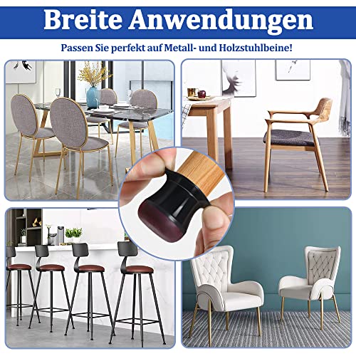 32 Stück Stuhlbeinkappen Schwarz Klein, Silikon tuhlbeinschoner Rund, Schutzkappen für Stuhlbeine mit Umwickelte Filz, Filzgleiter für Stühle (Fit:14-20mm)
