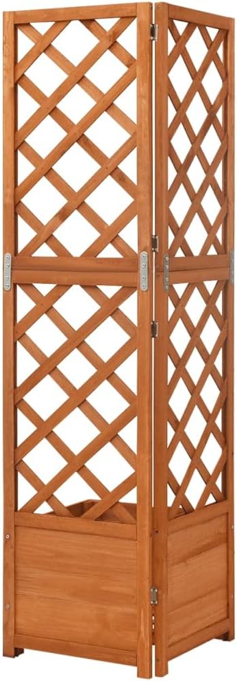 Corner Trellis Planter Solid Fir Wood, Wooden Planter with Trellis, Planter Box with Trellis, Outdoor Raised Garden Bed for Plants Hanging Flower Baskets, 15.7"x15.7"x59"(Style G)
