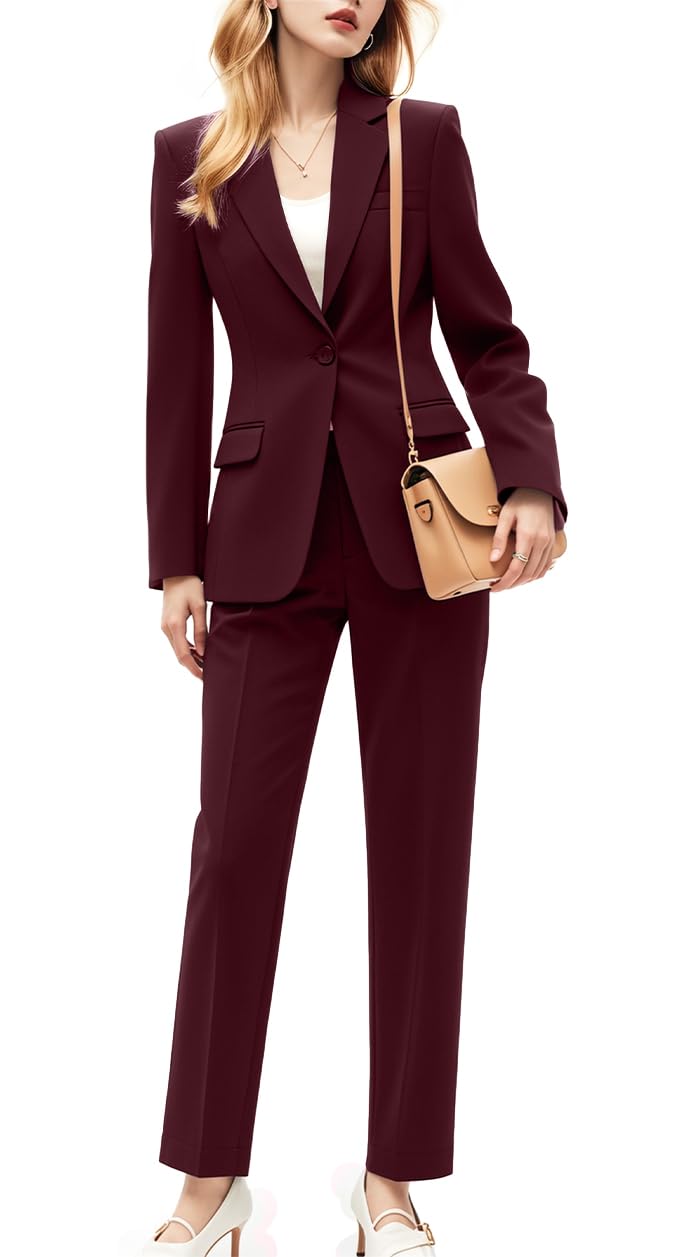 One Button Womens Pant Suit Peak Lapel Women Suits for Work Professional Formal Tuxedos