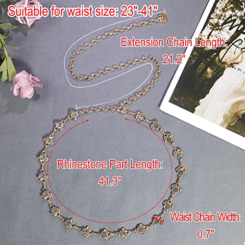 Lovful Chain Belt for Women,Rhinestone Crystal Waist Cahin Belts,Metal Adjustable Dress Belt3