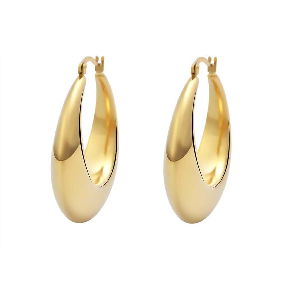 Edforce Stainless Steel Chunky Large Thick Rounded Tube Hoop Earrings