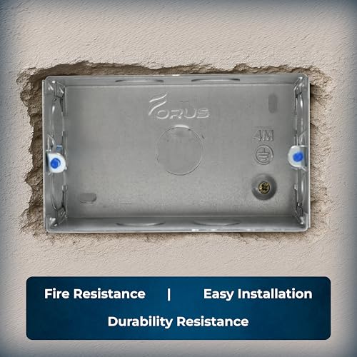 Image of Forus Concealed GI Sheet Metal Modular Box 4 Module, Excellent Quality Rustproof Galvanized Iron Heavy Duty Flush Mounting Electrical Junction Box, 18 Gauge thick 5x3 Inch Junction Box-3PC