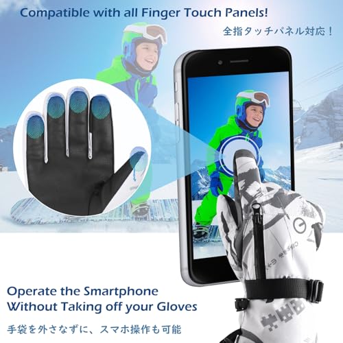 Image of TRIWONDER Kids Winter Ski Gloves, Touchscreen Snow Gloves, Boys Girls 6-8