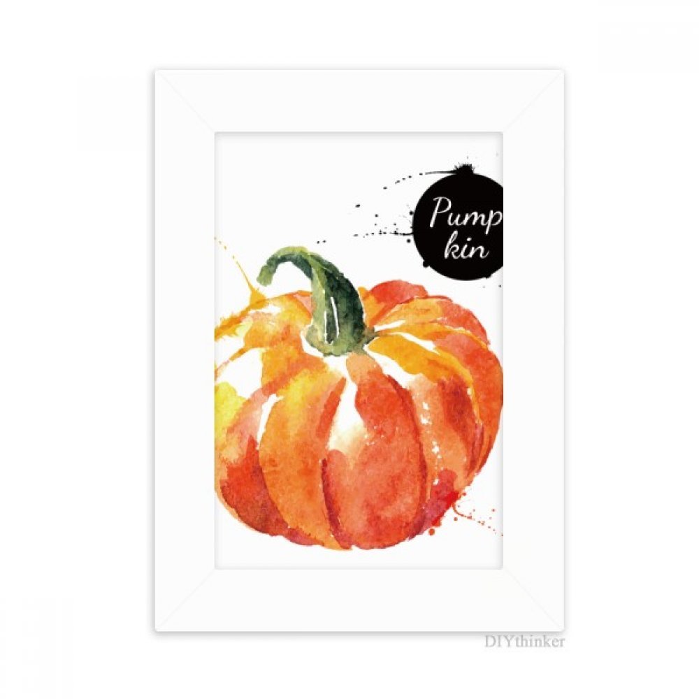 Cadre photo 5x7 pouces blanc avec illustration légumes citrouille aquarelle