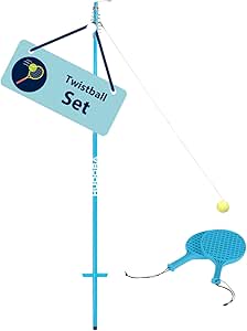 Outdoor Spiele LIFEZEAL Twistball Set, Twist Ball Set Mit 2 Schlägern & 1 Ball, Tennis Trainer Spiel Swingball Mit 3 Höhenverstellbare Stufen, Gartenspiele Für Kinder & Erwachsene Cornhole Spiel Outdoor