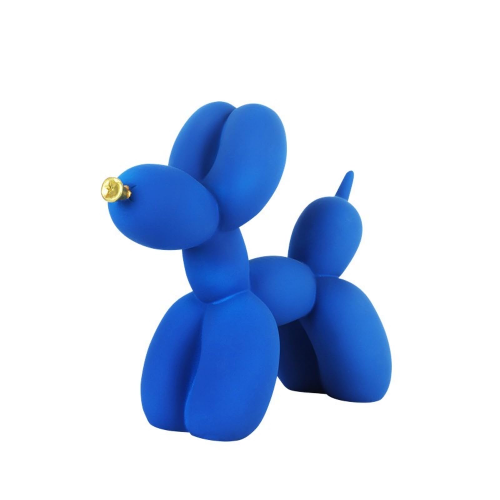 YOYUMI Statue Balloon Dog Sculpture Gold Mouth, Resin Ornaments For Office Living Room Bedroom Decoration, 8.7 Inches (Dark Blue)