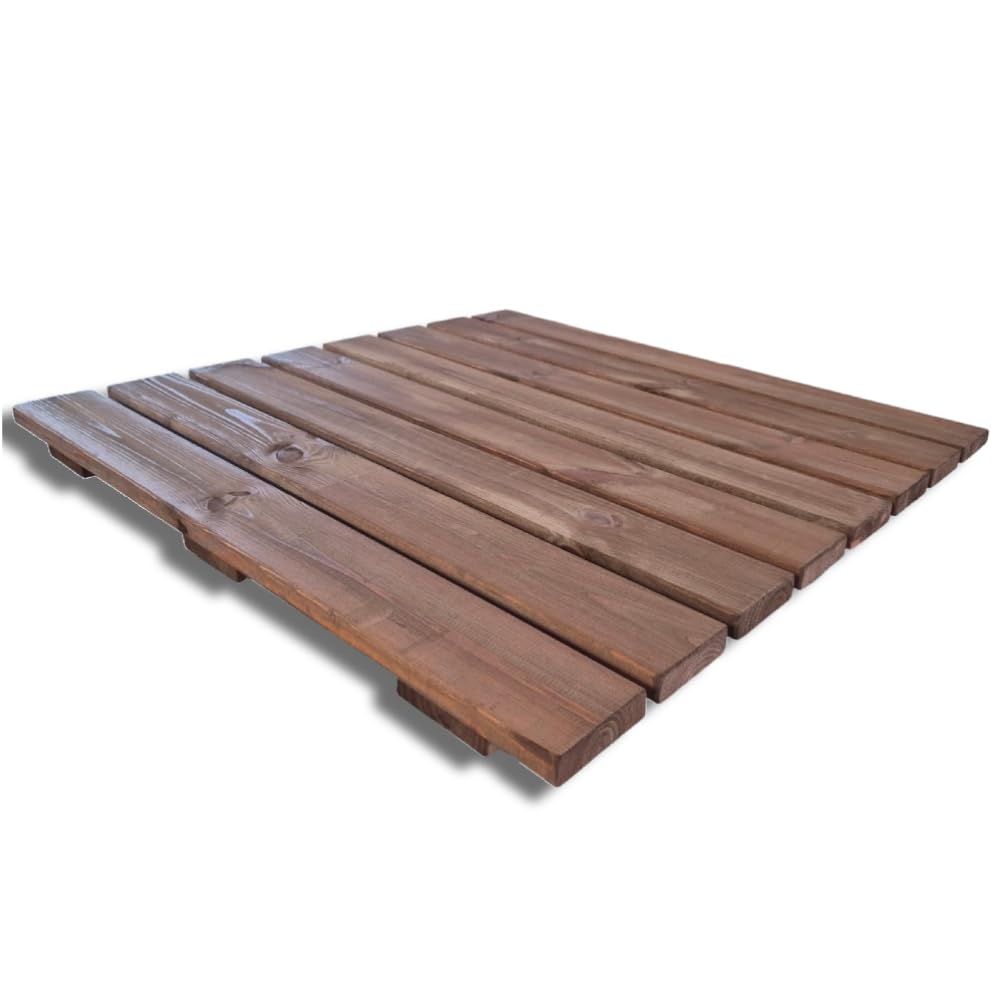 Plataforma de ducha antideslizante de madera 78 x 78 cm, 4,4 cm de grosor, marrón