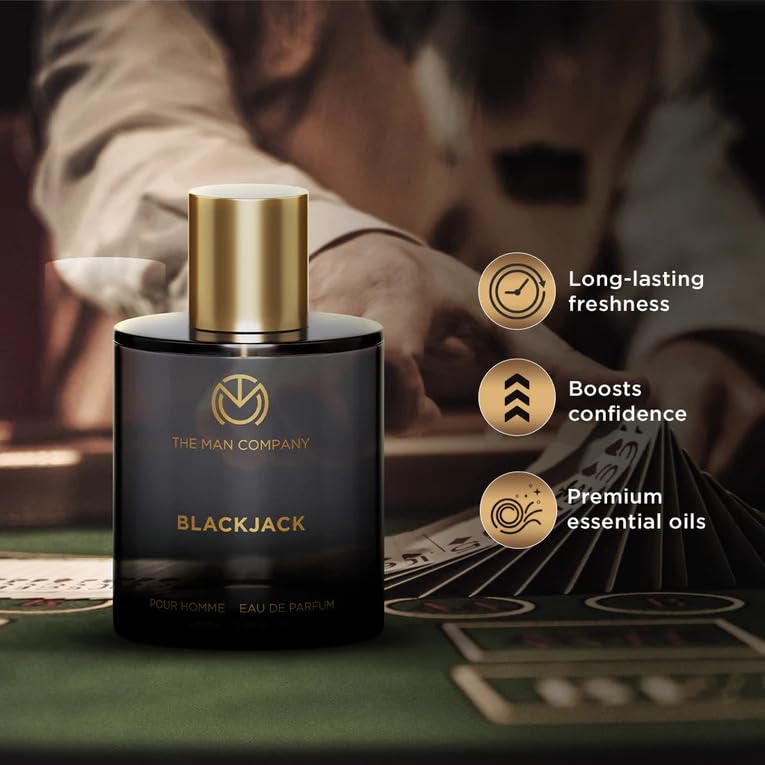 Image of The Man Company Blackjack Perfume for Men - 100ml | Premium Long-Lasting Fragrance Body Spray | EDP for Men (Eau De Parfum) | Valentine Gift Set For Husband, Boyfriend