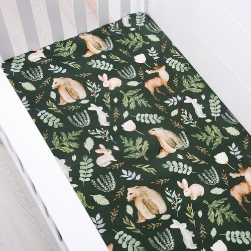 Image of JISEN Fitted Crib Sheets 1 Piece Soft Breathable Baby Crib Sheets for Standard Crib and Toddler Mattress Baby Bed Sheets for Crib for Baby Boys Girls Neutral 28x52 Inch Bear