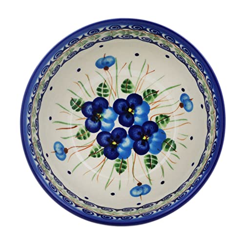 Polish Pottery Bowl 6-inch Blue Pansy