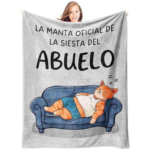 Giftasy Presente avô, presente avô aniversário - manta estampada de gato, presente Dia do Pai, Natal Originais (157 * 132 cm