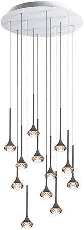 YGCBL Lamp,Modern Creative Lobby Stairwell Hanging Wire Crystal Chandelier Lamp，Used for Cafe, Hotel, Stairwell, Hall Lighting Decoration,Rund Abdeckung,Rund Abdeckung