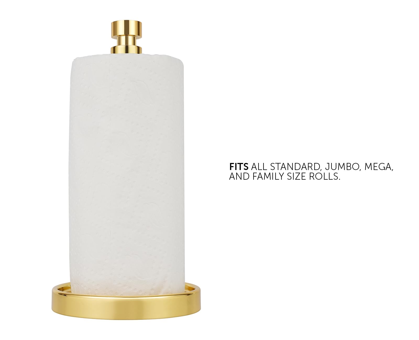 Ivilon Paper Towel Holder Stand - Steady and Easy Tear - Fits All Paper Towel Rolls - Gold Polished