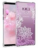 Casetego Compatible Galaxy Note 9 Case,Clear Soft Flexible TPU Case Rubber Silicone Skin with Flowers Floral Printed Back Cover for Samsung Galaxy Note 9-Purple Flower