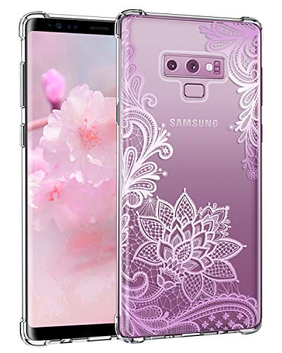 Casetego Compatible with Galaxy Note 9 Case,Clear Soft Flexible TPU Case Rubber Silicone Skin with Flowers Floral Printed Back Cover for Samsung Galaxy Note 9-Purple Flower
