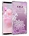 Casetego Compatible Galaxy Note 9 Case,Clear Soft Flexible TPU Case Rubber Silicone Skin with Flowers Floral Printed Back Cover for Samsung Galaxy Note 9-Purple Flower